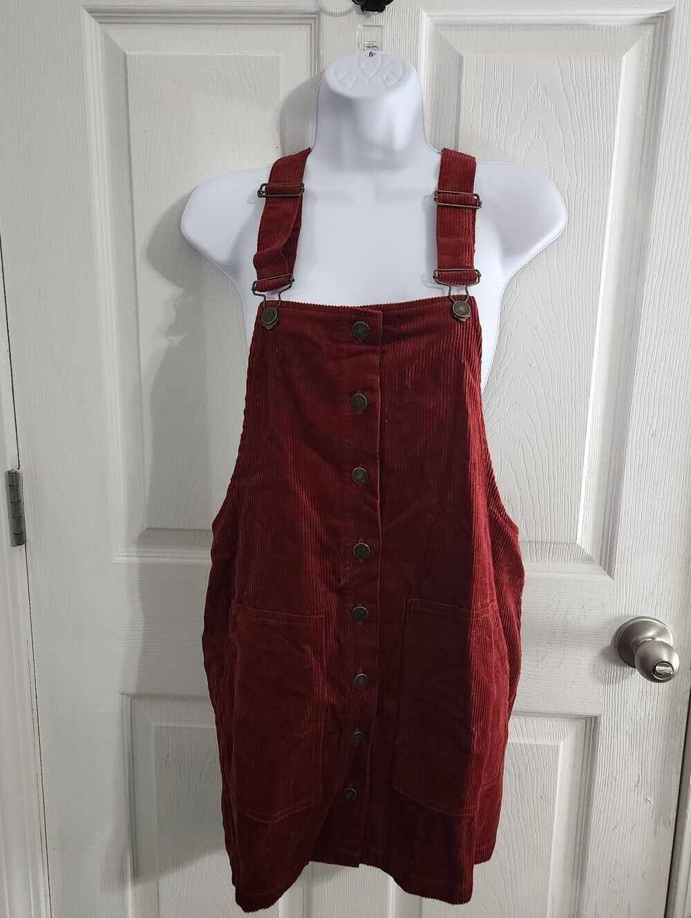 NWT burgandy cotton Pinafore corduroy dress lagenlook indie sleeze Size Medium